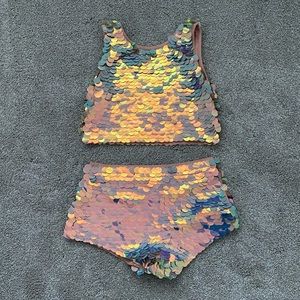 Rosa Bloom Crop Top & Hot Pants Set